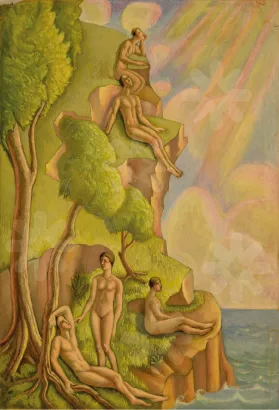 Cuadro doble - Amanecer desnudos - Boceto convivio - Benjamín Coria