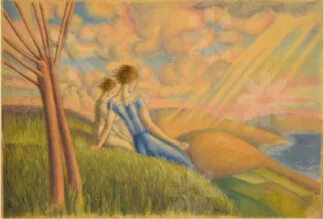 Cuadro doble - Amanecer y Boceto retrato Modigliani - Benjamín Coria